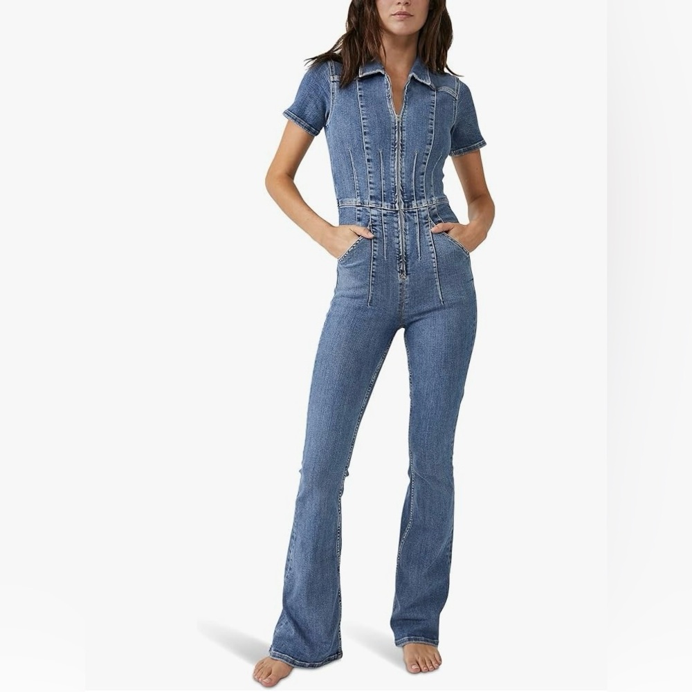 Free People/ We The Free Blue Denim Jumpsuit Size XL